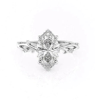 1.58CT Marquise Cut Twig Style Moissanite Engagement Ring