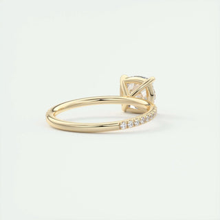 Lustrous 2.15ct cushion solitaire moissanite ring overhead view