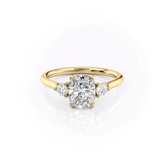 2.0 CT Cushion Three stone Halo Moissanite Engagement Ring sparkle view