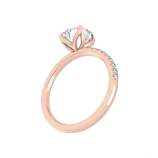 1.5 CT Round Brilliant Cut Pave Moissanite Engagement Ring full view
