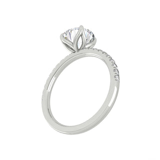 1.5 CT Round Brilliant Cut Pave Moissanite Engagement Ring close up