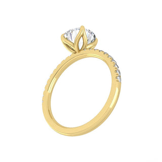 1.5 CT Round Brilliant Cut Pave Moissanite Engagement Ring angle view