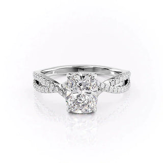2.0CT Elongated Cushion Cut Split Shank Diamond Moissanite Engagement Ring