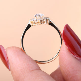 0.75ct Marquise Cut Cluster Diamond Moissanite Vintage Style Engagement Couple Ring Design