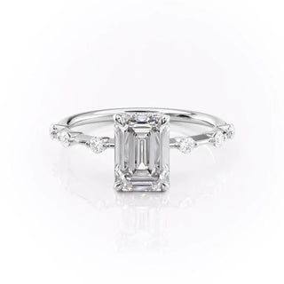 2.10 CT Emerald Cut Solitaire Moissanite Engagement Ring sparkle view
