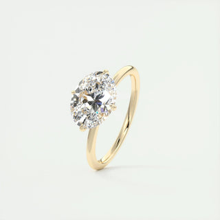 Classic 1.91ct oval hidden halo moissanite ring overhead view