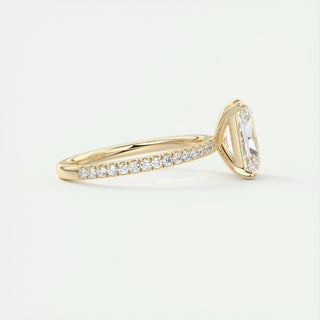 2.10 CT Radiant Cut Pave Diamond Moissanite Engagement Ring
