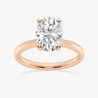 Classic 1.0ct oval solitaire moissanite ring three quarter angled view