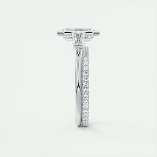 2.30CT Emerald Cut Bezel 3 Stone Diamond Moissanite Engagement Ring