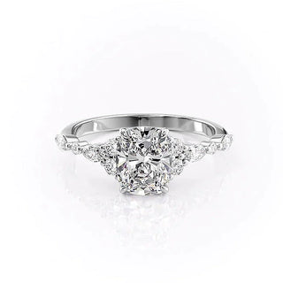 2.0CT Elongated Cushion Cut Cluster Moissanite Engagement Ring