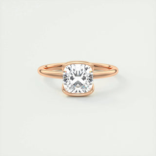 2.15 CT Cushion Half Bezel Solitaire Moissanite Engagement Ring