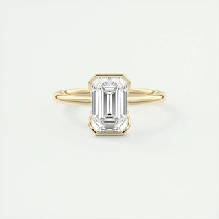 Lustrous 1.91ct emerald solitaire moissanite ring front view