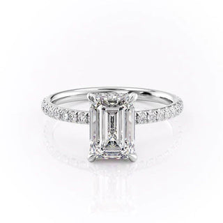 2.10 CT Emerald Brilliant Cut Moissanite Engagement Ring sparkle view