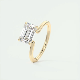 1.91CT Emerald Cut East West Diamond Solitaire Moissanite Engagement Ring