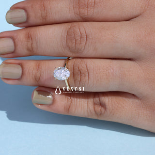 Gorgeous 1.0ct oval hidden halo moissanite ring overhead view