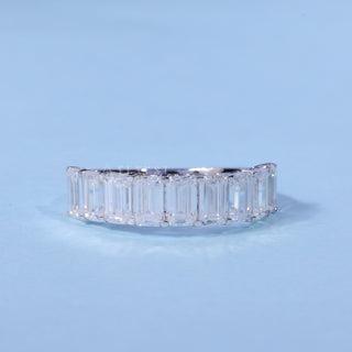 2.70 TCW Emerald Cut Moissanite Diamond Half Eternity Wedding Band