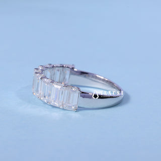 2.70 TCW Emerald Cut Moissanite Diamond Half Eternity Wedding Band