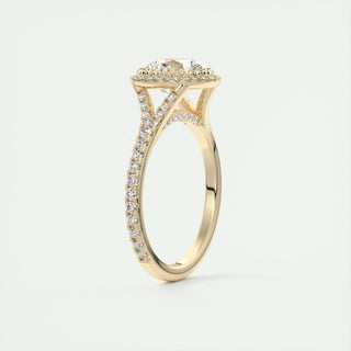 2.0 CT Round Cut Halo Split Shank Diamond Moissanite Engagement Ring