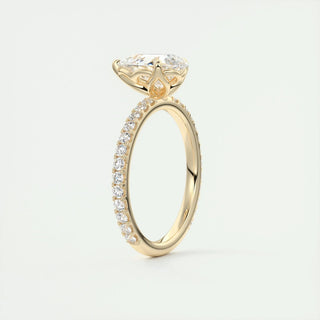 1.93CT Pear Cut Pave Diamond Moissanite Engagement Ring