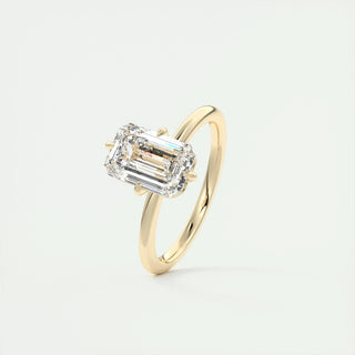 1.91 CT Emerald Solitaire Halo Moissanite Engagement Ring front view