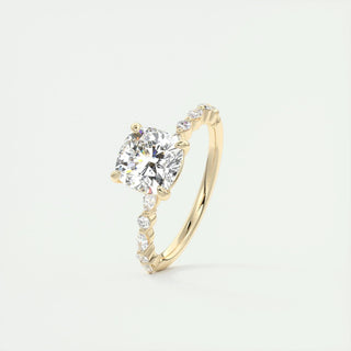 2.15 CT Cushion Cut Vintage Pave Diamond Moissanite Engagement Ring
