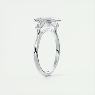 2.30CT Emerald Cut Bezel 3 Stone Diamond Moissanite Engagement Ring