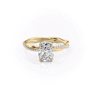 2.0CT Elongated Cushion Cut Infinity Pave Diamond Moissanite Engagement Ring