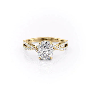 2.0CT Elongated Cushion Cut Split Shank Diamond Moissanite Engagement Ring