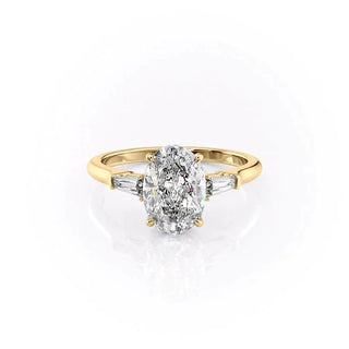 2.72 CT Oval Cut Three stone Moissanite Engagement Ring front view