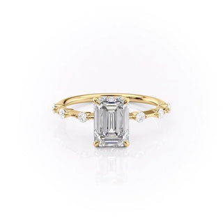 2.10 CT Emerald Cut Solitaire Moissanite Engagement Ring front view