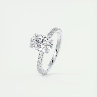 1.91 CT Oval Cut Pave Diamond Moissanite Engagement Ring