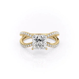 2.08CT Princess Cut Split Shank Diamond Moissanite Engagement Ring