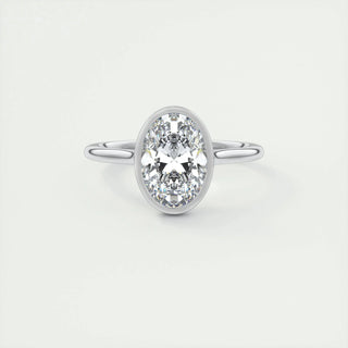 1.91 CT Oval Solitaire Bezel Solitaire Moissanite Engagement Ring
