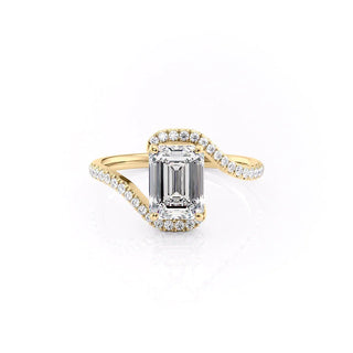 2.10 CT Emerald Cut Solitaire Bypass Setting Moissanite Engagement Ring