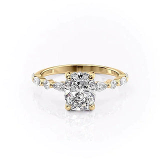 Stunning 2.0ct cushion hidden halo moissanite ring tilted view catching the light