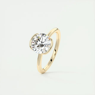 2.0 CT Round Cut Half Bezel Solitaire Moissanite Engagement Ring