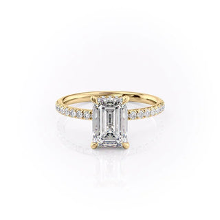 2.10 CT Emerald Brilliant Cut Moissanite Engagement Ring front view