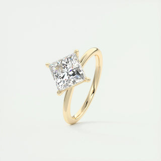 2.08 CT Princess Solitaire Dainty Moissanite Engagement Ring front view