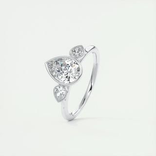 1.33 CT Pear Bezel 3 Stone Diamond Moissanite Engagement Ring