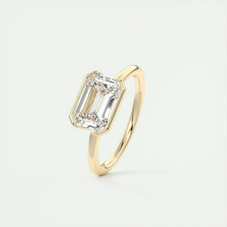 Elegant 1.91ct emerald solitaire moissanite ring tilted view catching the light