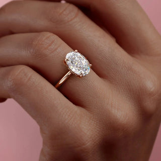 2.72 CT Oval Solitaire Sparkling Moissanite Engagement Ring front view
