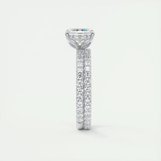 2.03CT Asscher Cut Pave Diamond Moissanite Engagement Ring