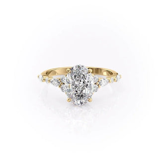 2.10 CT Oval Brilliant Cluster Moissanite Engagement Ring front view