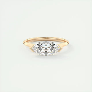 1.98CT Marquise Half Bezel Solitaire Moissanite Engagement Ring