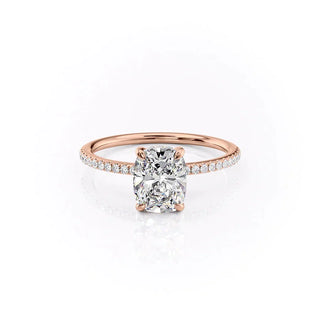 Exquisite 2.0ct cushion hidden halo moissanite ring tilted view catching the light