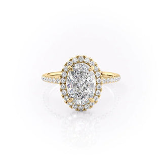 2.10 CT Oval Cut Halo Pave Setting Moissanite Engagement Ring
