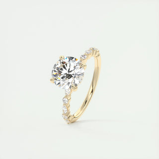 2.0 CT Round Cut Pave Moissanite Engagement Ring