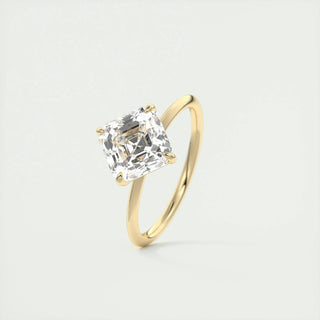 Chic 2.03ct asscher solitaire moissanite ring tilted view catching the light