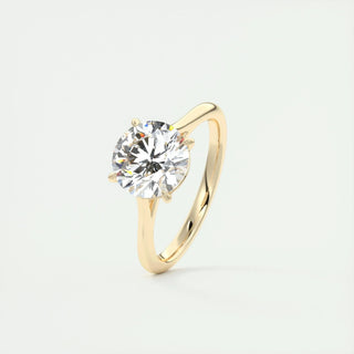 Modern 2.0ct round solitaire moissanite ring tilted view catching the light