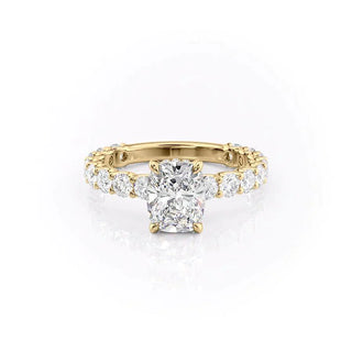 Dazzling 2.0ct cushion hidden halo moissanite ring tilted view catching the light